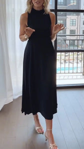 High Neck Sleeveless Slit Bodycon Midi Dress 2