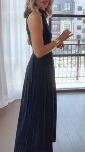High Neck Sleeveless Slit Bodycon Midi Dress 3