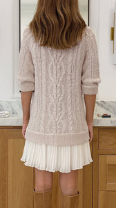Cable Knit Long Sleeve Pleated Hem Sweater Mini Dress 4