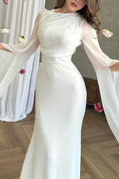 Liora Ruched Organza Satin Patchwork Long Bell Slit Maxi Dress - View 14