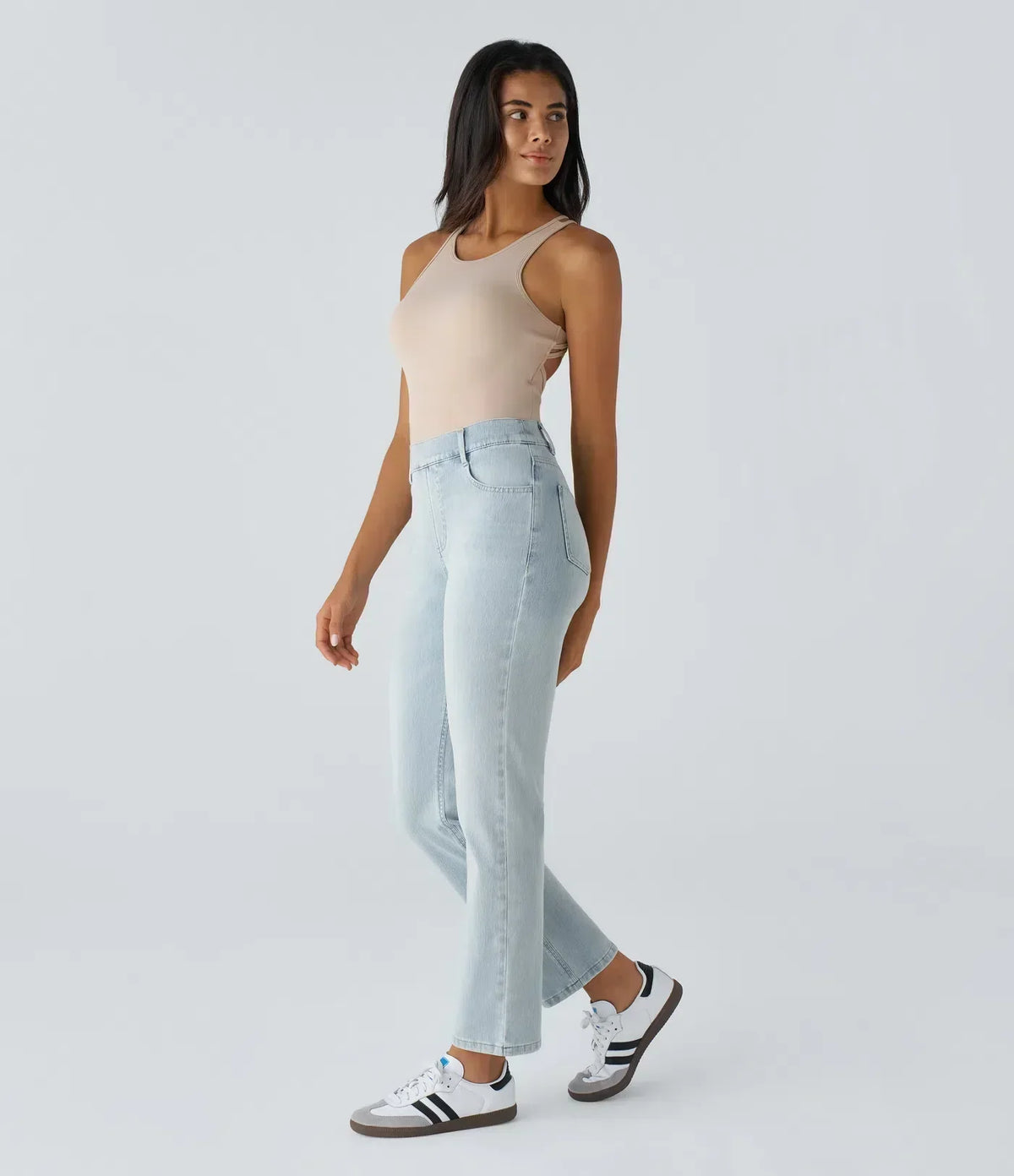 High Waist Straight Leg Pull On Jeans 26