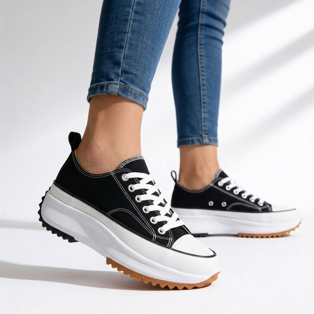 Zebra Print Lace Up Chunky Platform Sneakers