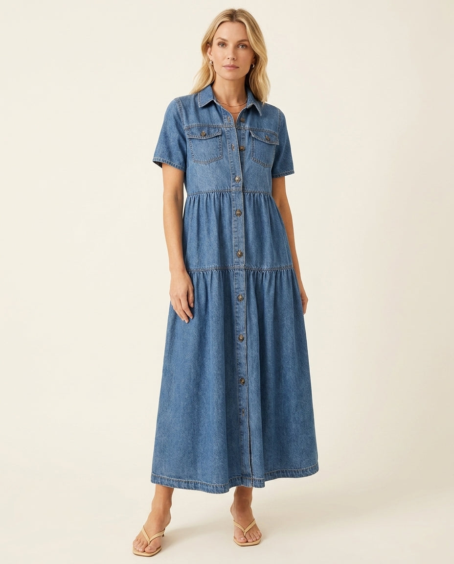 Grace | Denim Midi Dress
