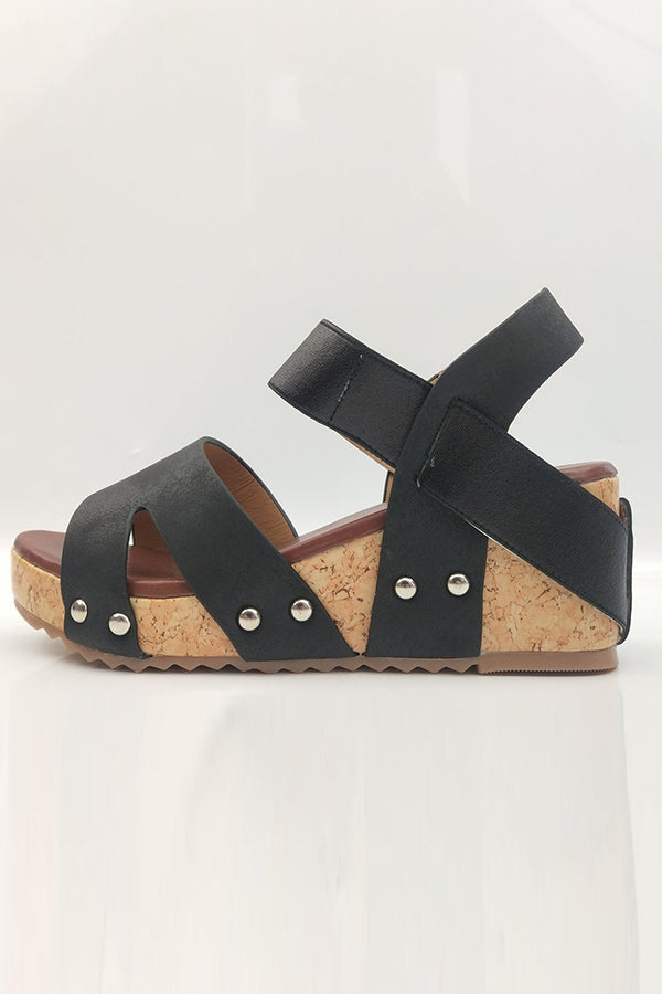 Open Toe Cut Out Wedge Sandals