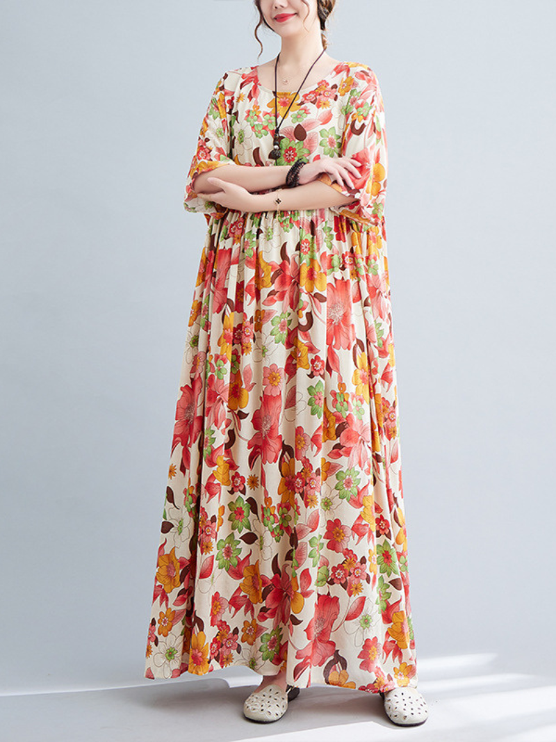 Beach Lunch Lounge Smocked Printed Flower Dress