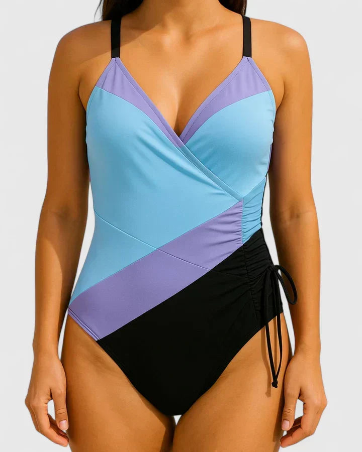 Ruched Wrap Front One Piece Swimsuit