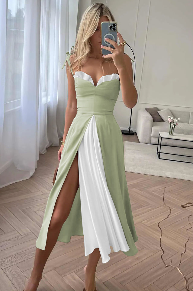 High-Waist Satin Dress