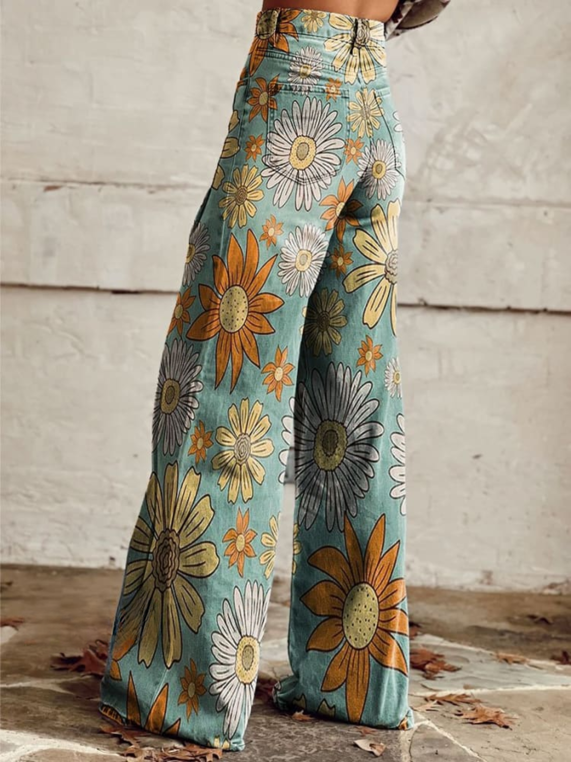 Floral Print High Waist Wide Leg Pants