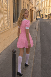 French Vintage Collared Puff Sleeve Floral Mini Dress