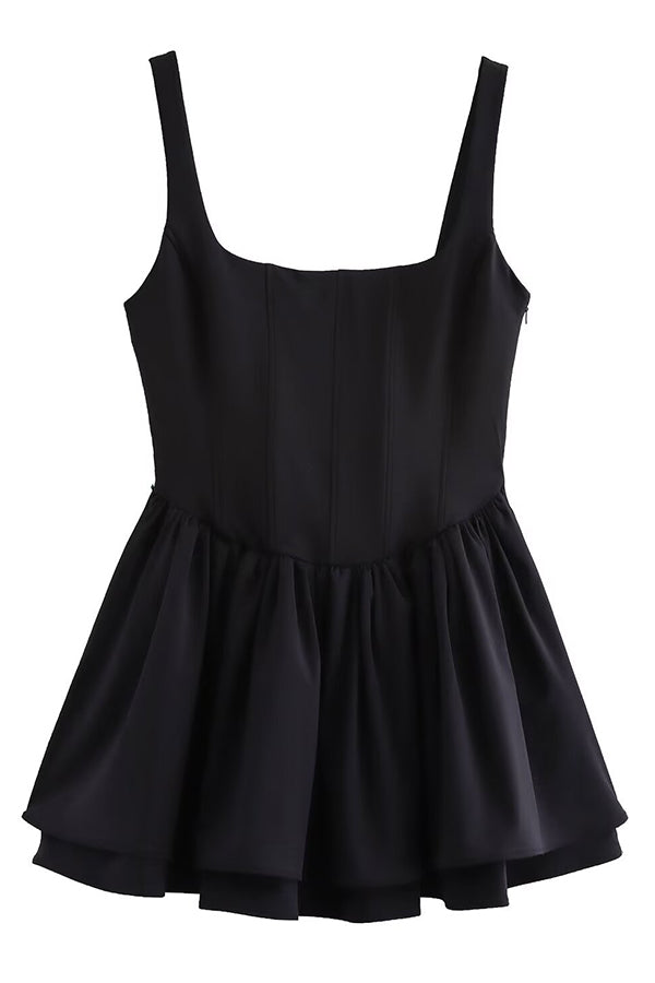 Solid Velvet Square Neck Slim Fit Mini Dress - View 24