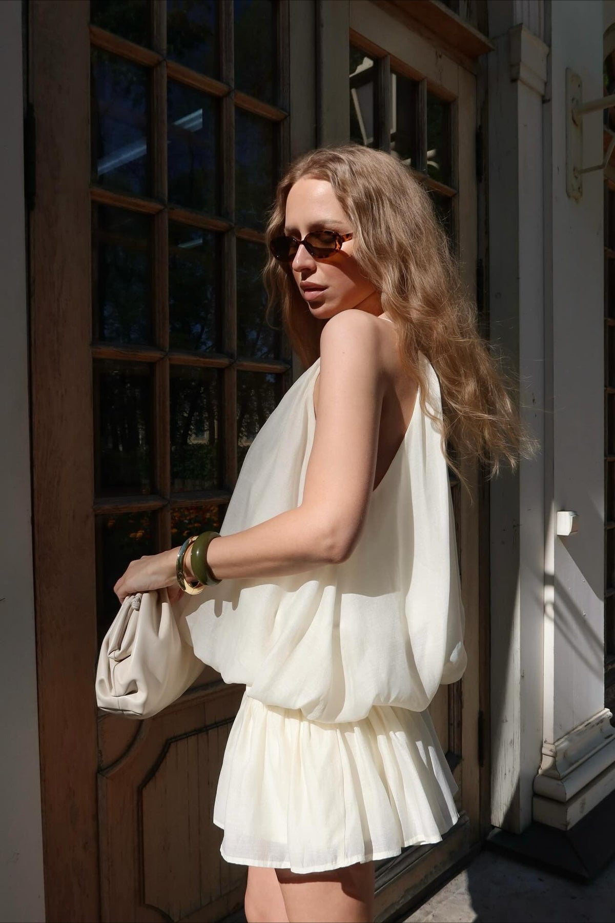 Halter Neck Gathered Bubble Hem Top and Ruffle Mini Skirt Two Piece Set 8
