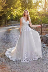 Ethereal A Line Train Wedding Dress