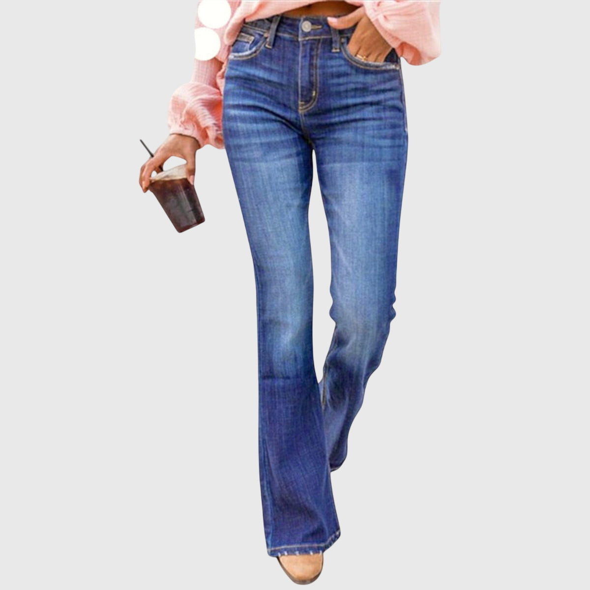 Mid Waist Flare Jeans