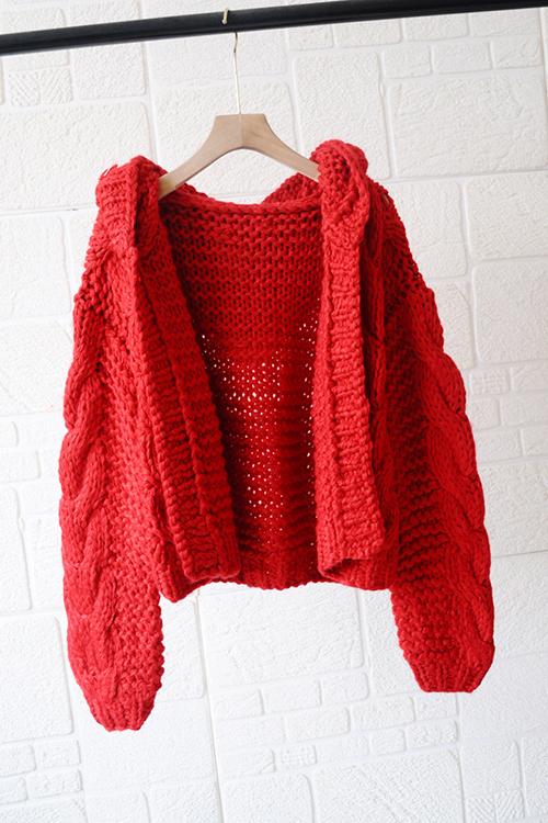 Knit Loose Hoodie Cardigan