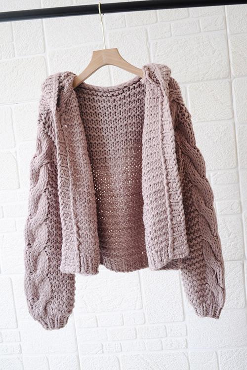 Knit Loose Hoodie Cardigan