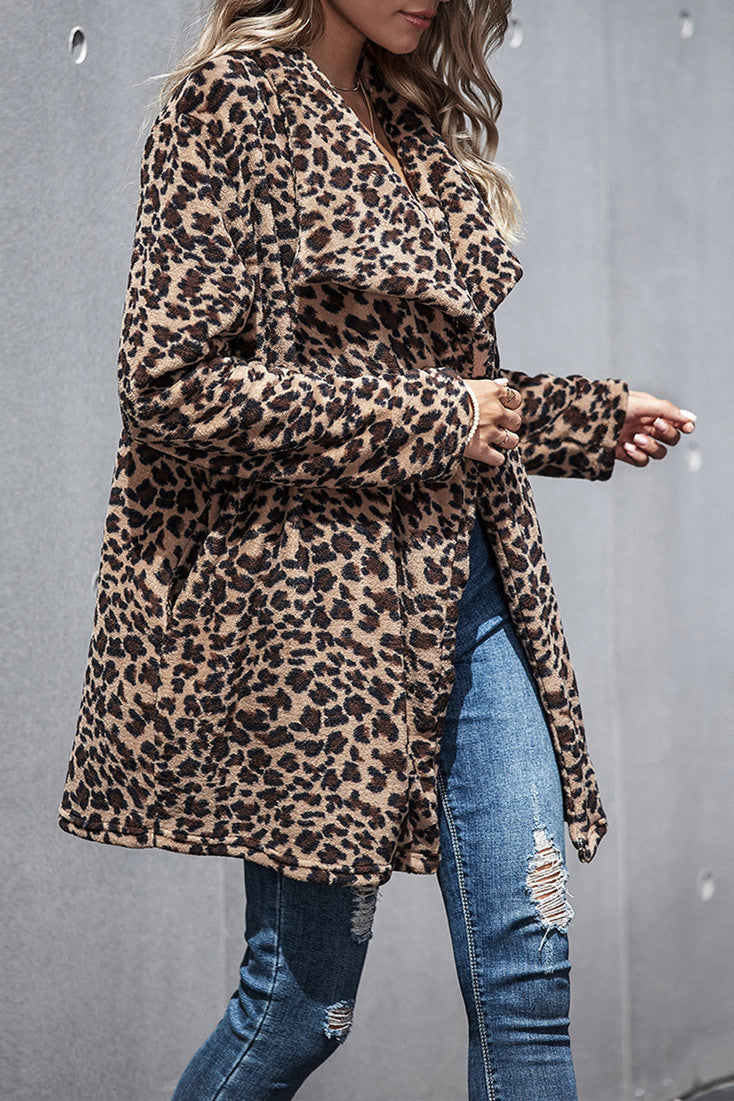 Leopard Trench Faux Fur coat