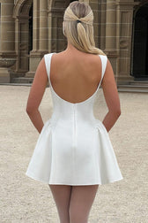 Solid Sleeveless Backless Bodycon Cocktail Dress 2