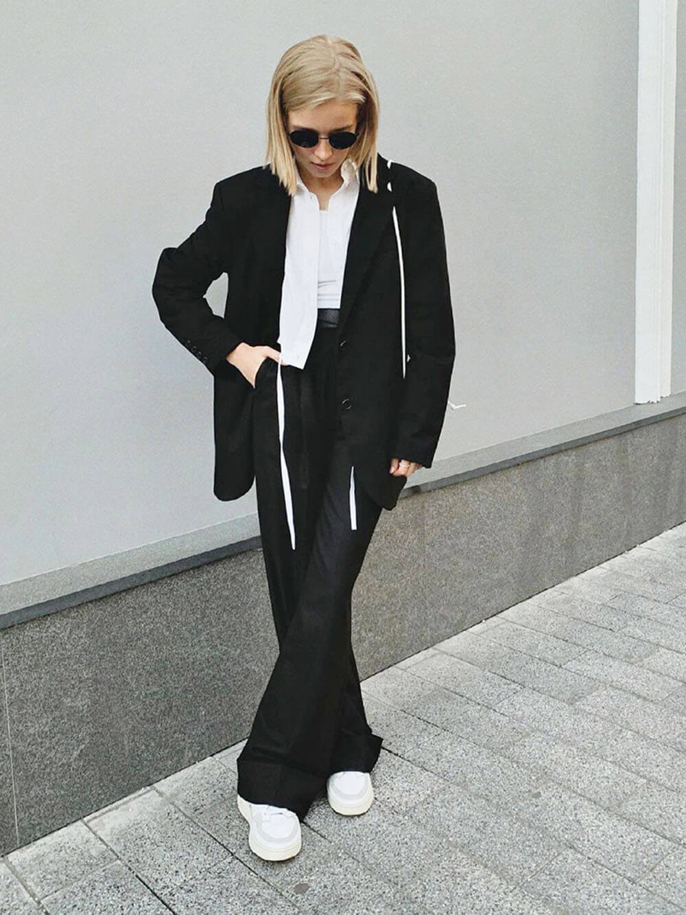 High Waist Pleated Wide Leg Tailored Trousers