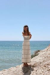 Crochet Knit Spaghetti Strap Pointelle Midi Dress 7