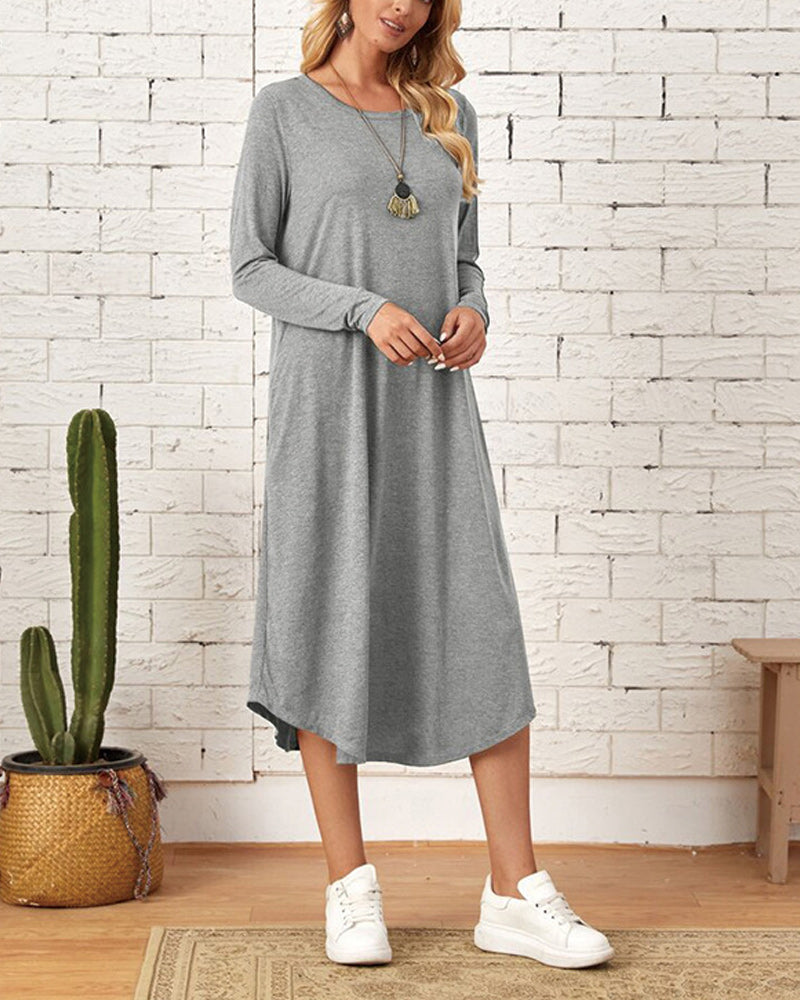 Mies Autumn and Long Sleeve, Loosely Curved Dress for Women