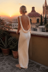 Satin Cowl Neck Backless Formal Dress
