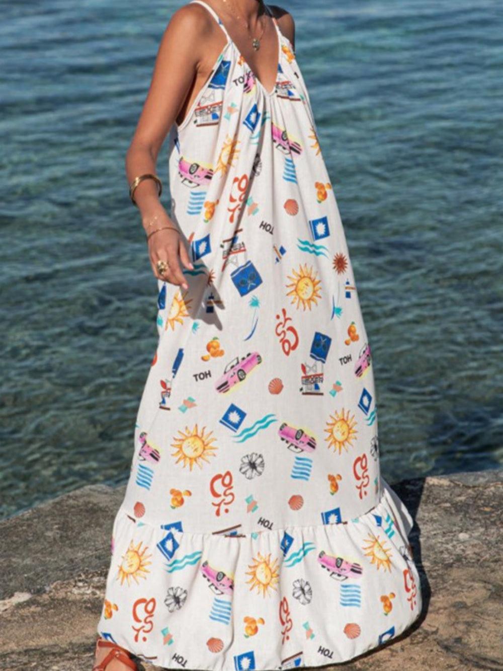 Sling Printed Holiday Loose Plus Size Dress Prints-3