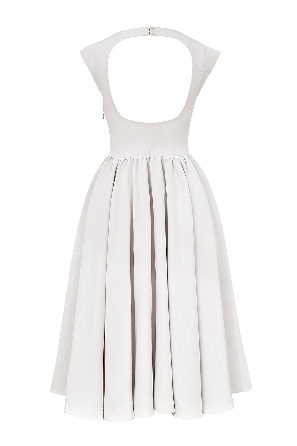 Boat Neck Cap Sleeve Drop Waist Full Skirt Midi Dress 14