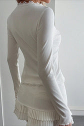 Retro Sheer Lace Long Sleeve Top