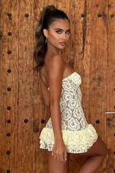 Lace Strapless Mini Dress 2