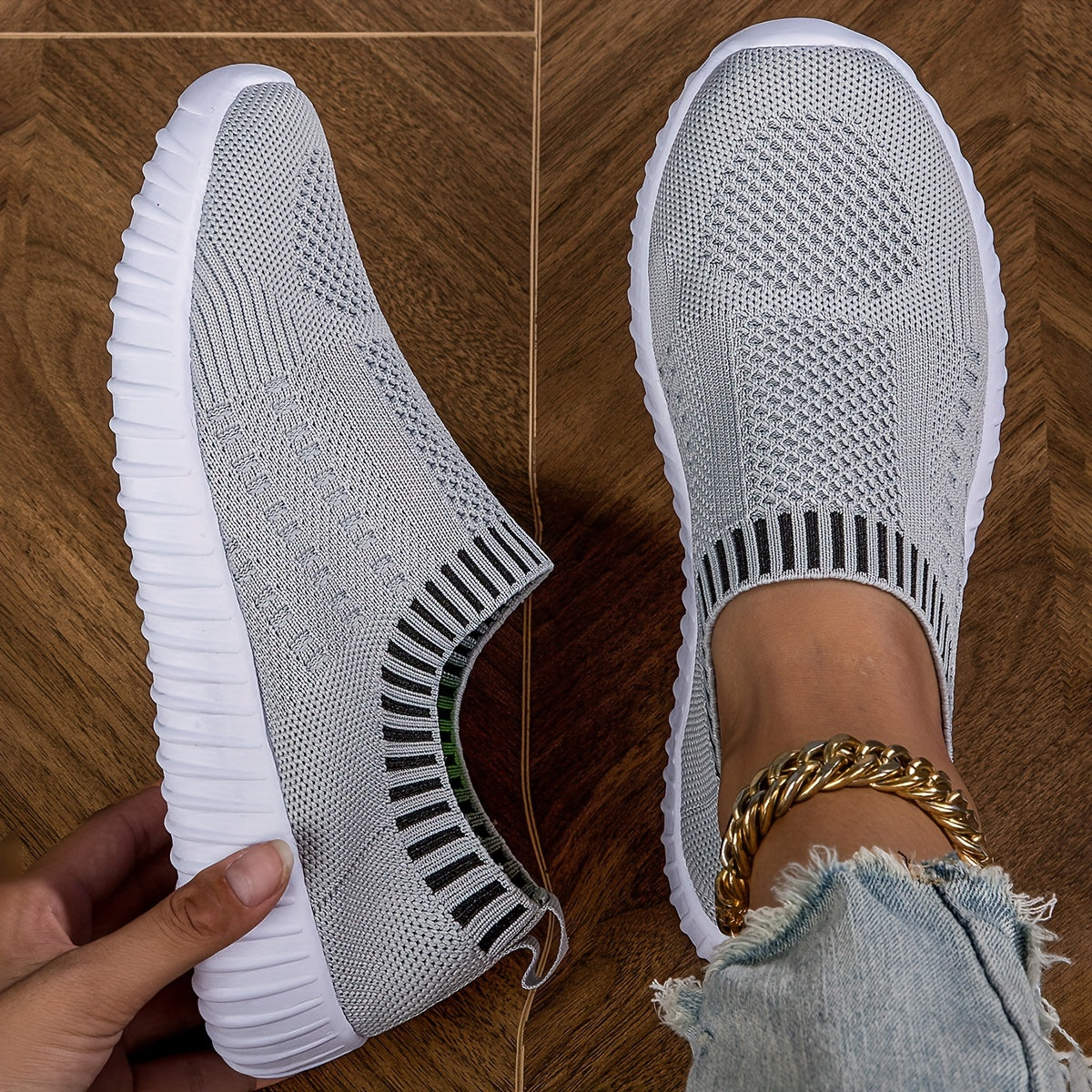 Slip On Knit Mesh Sneakers