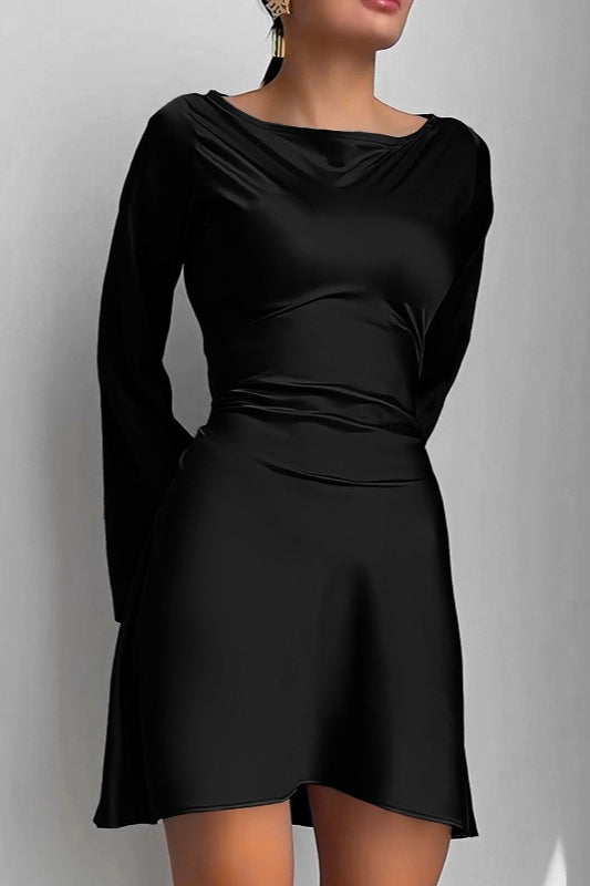 Elegant Satin Waist Tie Slim Bodycon Cocktail Cocktail Dress 4