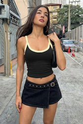Color Block Strappy Bandeau Crop Top