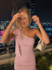 One Shoulder Tie Waist Party Dress