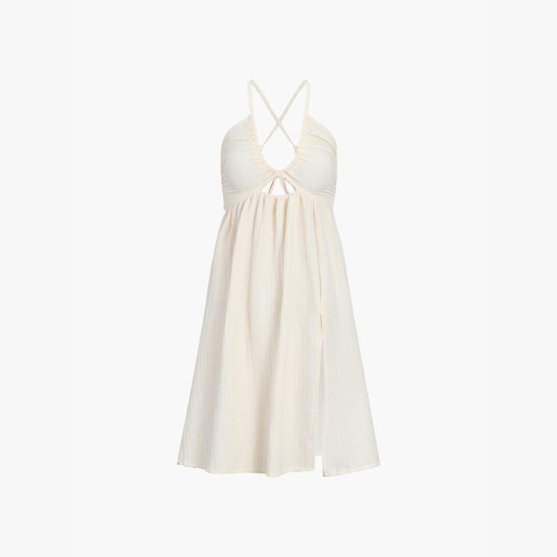 Inés Minimalist Summery Maxi Dress with a Deep Neckline and Side Slit Boutique Collection