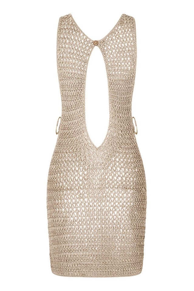 Crochet Knit Backless Ring Detail Mini Dress 9