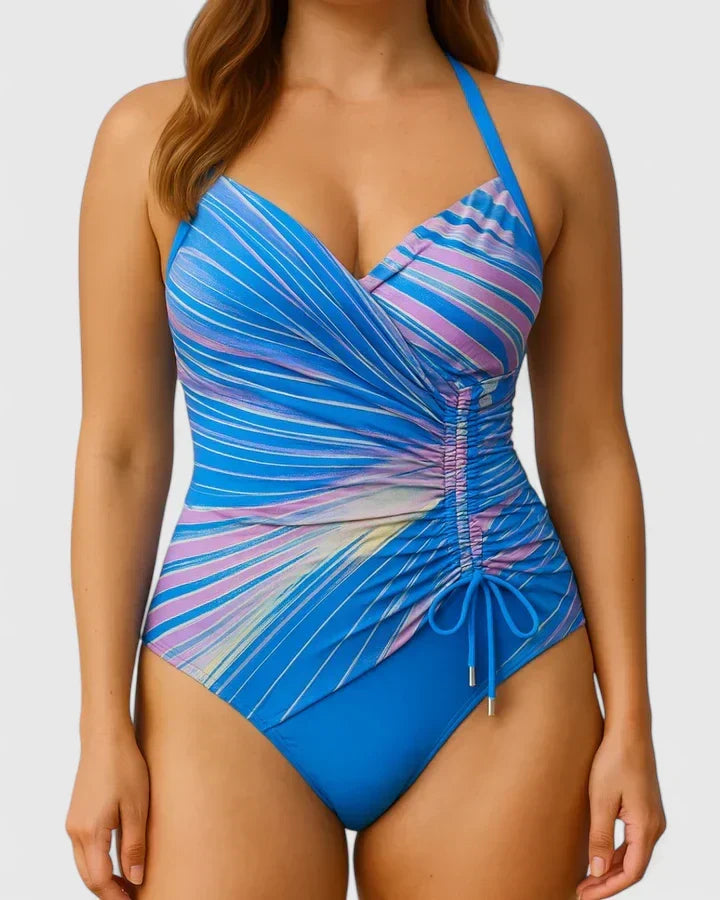 Ruched Wrap Front One Piece Swimsuit