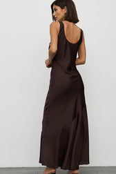 Slim Fit Satin Maxi Dress - View 4