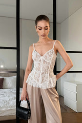 Lace Peplum Cami Top