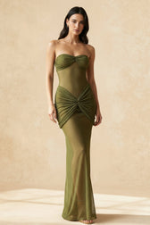 Sequin Strapless Bodycon Fish Tail Maxi Dress