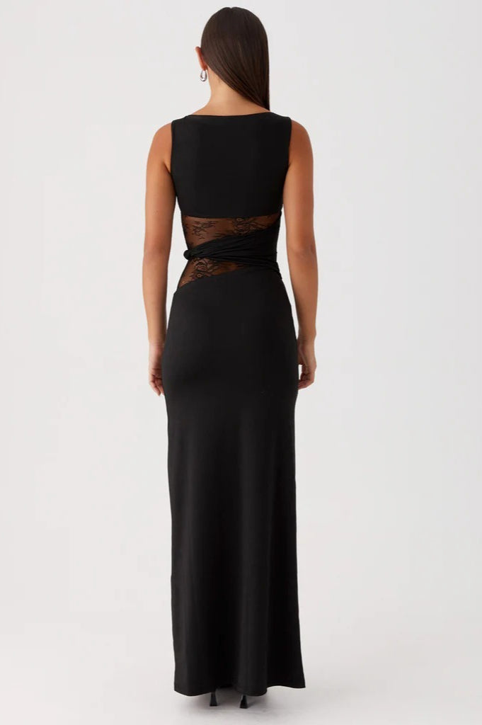 Slim Sheer Lace Paneled Maxi Lace Dress 11