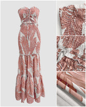 Strapless Cut Out Shirred Mermaid Maxi Dress 21
