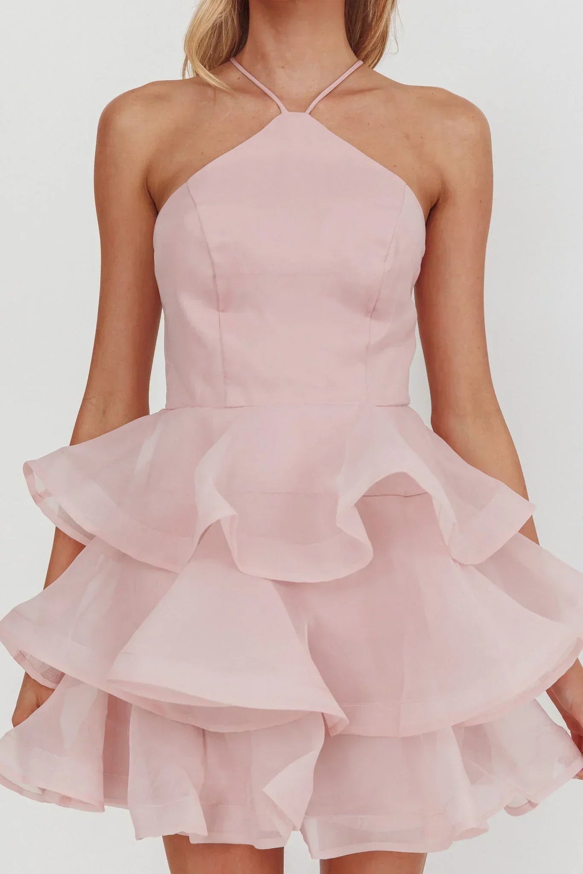 Kiera Layered Ruffle Strappy Mini Dress Pink