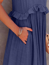 Halter Neck Sleeveless Tiered Ruffle Maxi Dress 15