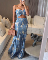 Strapless Cut Out Shirred Mermaid Maxi Dress 5