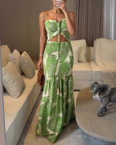 Strapless Cut Out Shirred Mermaid Maxi Dress 11