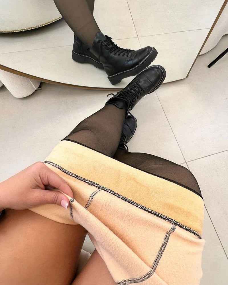 Black Tights High-Waisted Tummy Control Fleece