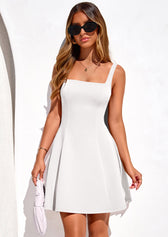 Square Neck Sleeveless Fit and Flare Mini Dress