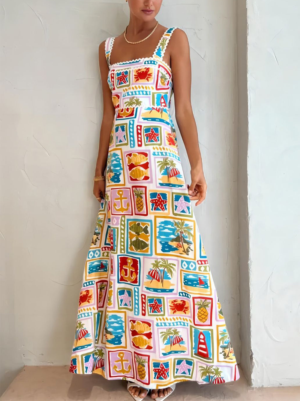 Graffiti Strap Tube Top Alluring Lace Maxi Dress