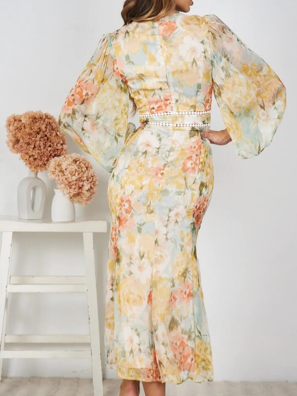 Fleur Delicate Floral Print Midi Dress