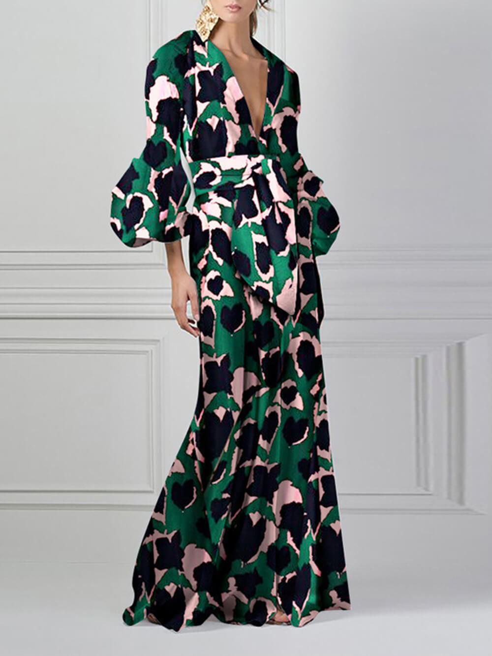 Alluring V Neck Maxi Dress